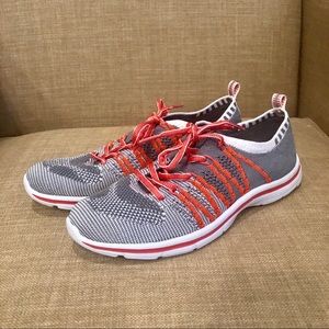 NEW AK SPORT grey orange fly knit sneaker lace up